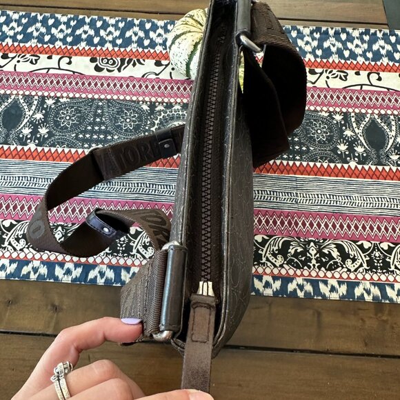 Salvatore Ferragamo Crossbody Messenger, Coated Canvas, Grey and Brown, EUC - Picture 5 of 11